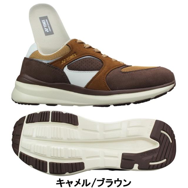 YONEX ヨネックス パワークッション ウォーキングシューズ SHW123 キャメル/ブラウン・カーキ 25cm〜27cm メンズ ユニセックス ウォーキング シューズ 幅広 スニーカー 紐靴 3.5E