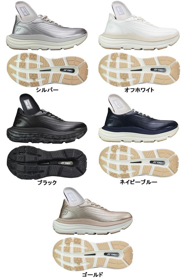 ヨネックス YONEX パワークッション ウォーキングシューズ L128 SHWL128 シルバー オフホワイト ブラック ネイビーブルー ゴールド 22.5cm〜24.5cm レディース スニーカー 靴 紐靴 ハンズフリーシューズ 撥水 ファスナー付き