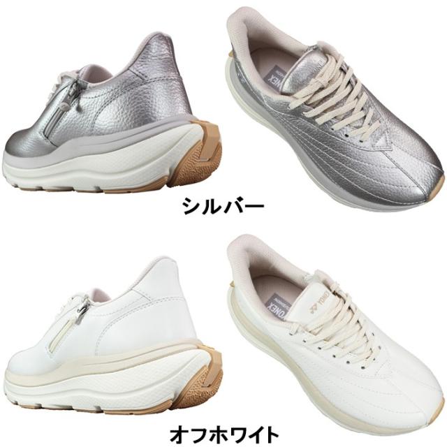 ヨネックス YONEX パワークッション ウォーキングシューズ L128 SHWL128 シルバー オフホワイト ブラック ネイビーブルー ゴールド 22.5cm〜24.5cm レディース スニーカー 靴 紐靴 ハンズフリーシューズ 撥水 ファスナー付き
