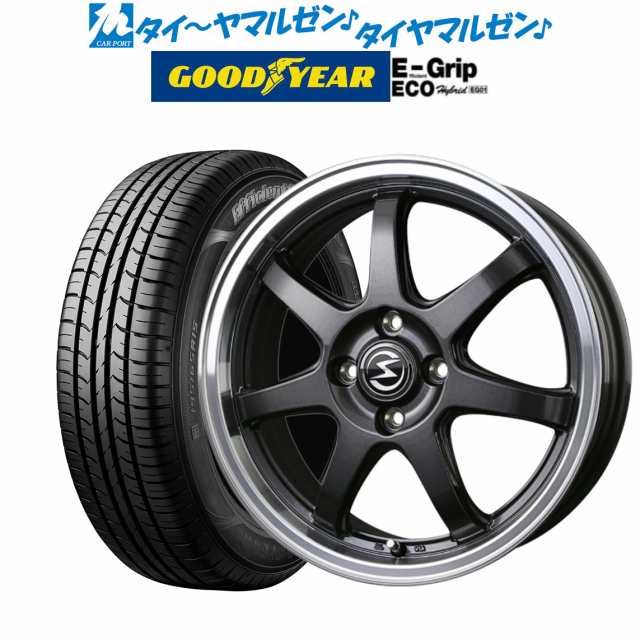 サマータイヤ ホイール4本セット BADX エスホールド S-7S ガンメタ/リムポリッシュ 14インチ 5.5J グッドイヤー エフィシエント  グリップ｜au PAY マーケット