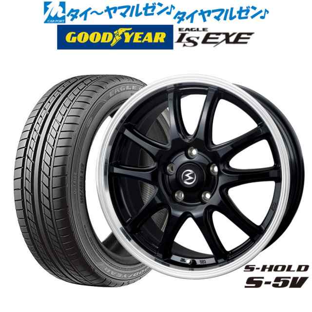 サマータイヤ ホイール4本セット BADX エスホールド S-5V(5穴) ブラック/リムポリッシュ 18インチ 8.0J グッドイヤー イーグル LS EXE（