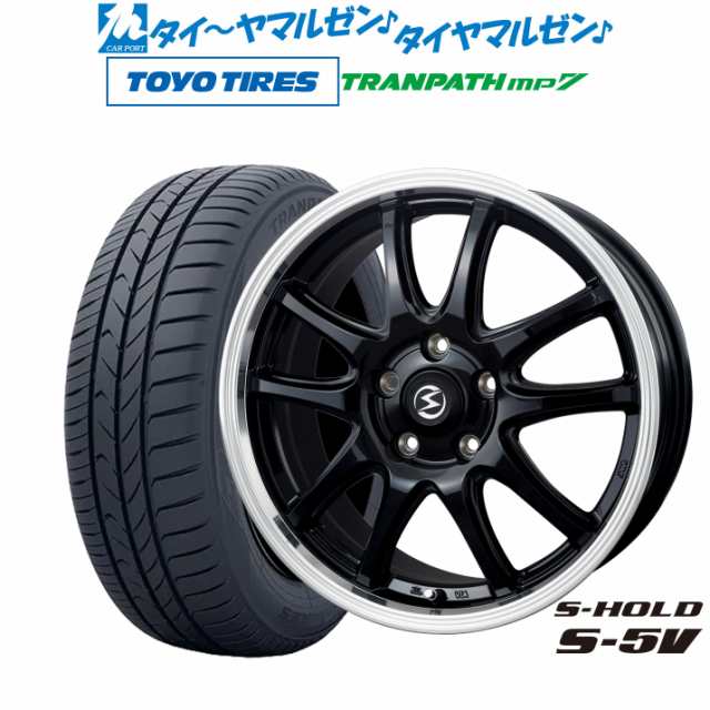 サマータイヤ ホイール4本セット BADX エスホールド S-5V(5穴) ブラック/リムポリッシュ 18インチ 7.0J トーヨータイヤ トランパス mp7 2