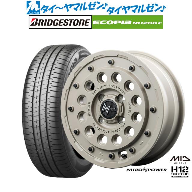 MID ナイトロパワー H12 ショットガン タクティカルエディション 14インチ 4.5J ブリヂストン ECOPIA エコピア NH200C 165/70R14 サマータイヤ ホイール4本セット