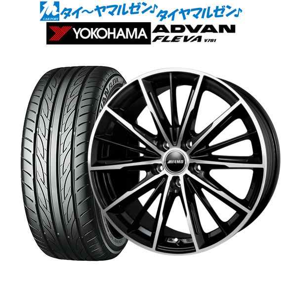 BADX AMD G-Line SP ブラックポリッシュ 17インチ 7.0J ヨコハマ ADVAN アドバン フレバ V701 215/40R17 87W XL サマータイヤ ホイール4の通販は