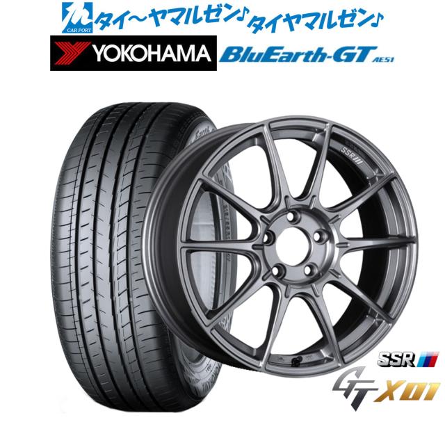 タナベ SSR GT X01 まっ黒いしろがね色 17in 7.0J ヨコハマ BluEarth 青味地びた GT (AE51)  215/50R17 95W XL 炎節タイア 銀輪4本仕かける