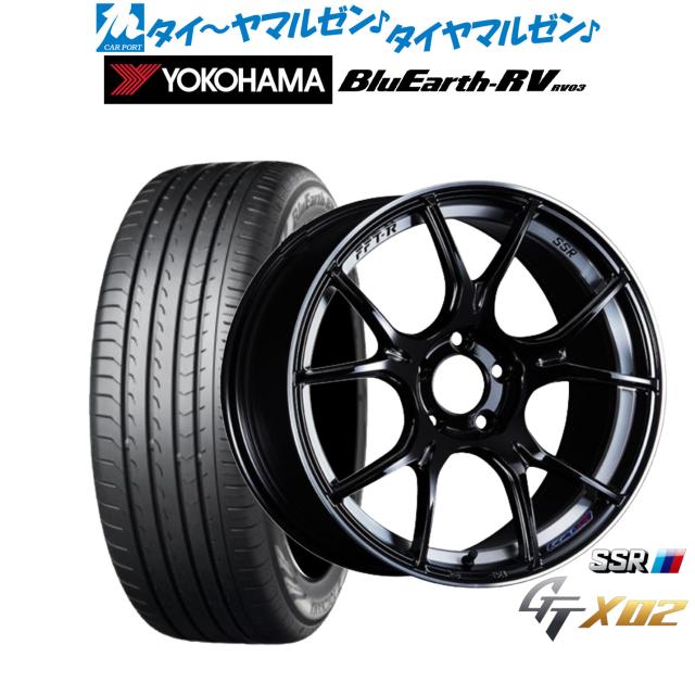 タナベ SSR GT X02 グロス黒いこと 18in 7.5J ヨコハマ BluEarth 青味地びた RV03(RV-03) 225/55R18 98V 炎節タイア 銀輪4本仕かける