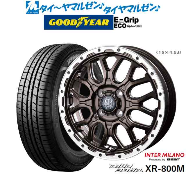 インターミラノ マッドバーン XR-800M 14インチ 4.5J グッドイヤー エフィシエント グリップ エコ EG01 165/65R14 サマータイヤ ホイール4本セットの通販は