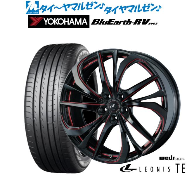 ウェッズ レオニス TE ブラック/SCマシニング [RED] 18インチ 8.0J ヨコハマ BluEarth ブルーアース (RV-03) 225/55R18 98V サマータイヤ ホイール4本セット