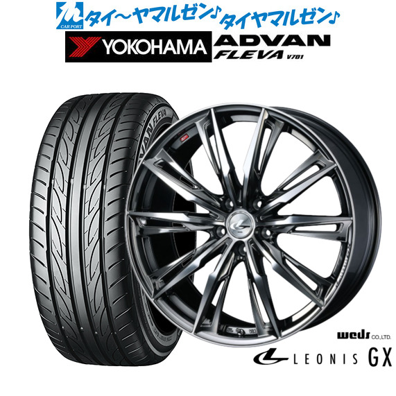 ウェッズ レオニス GX ブラックメタリックコート/ミラーカット 18インチ 8.0J ヨコハマ ADVAN アドバン フレバ V701 205/40R18 86W XL サマータイヤ ホイール4本セット