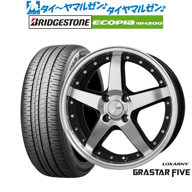 BADX ロクサーニ グラスターファイブ ブラック/フェイスポリッシュ 16インチ 6.0J ブリヂストン ECOPIA エコピア NH200 195/55R16 87V サマータイヤ ホイール4本セット