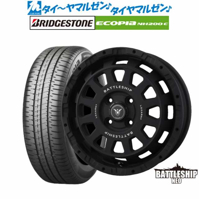 BADX ロクサーニ バトルシップ NEO(ネオ)(4-100) 14インチ 4.5J ブリヂストン ECOPIA エコピア NH200C 165/60R14 サマータイヤ ホイール4