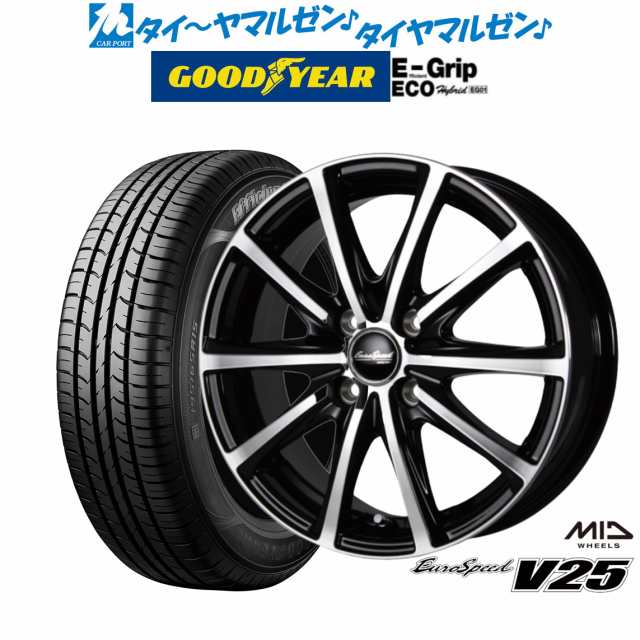 MID ユーロスピード V25 13インチ 4.0J グッドイヤー エフィシエント グリップ エコ EG01 155/65R13 サマータイヤ ホイール4本セット