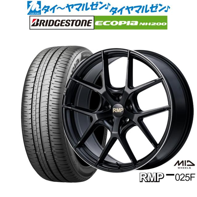 MID RMP 025F セミグロスブラック+リムエッジDC+ロゴマシニング 18インチ 8.0J ブリヂストン ECOPIA エコピア NH200 215/45R18 93W XL サマータイヤ ホイール4本セットの通販は