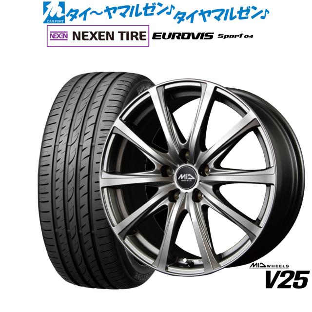 MID ホイールズ V25 17インチ 7.0J NEXEN ネクセン ロードストーン ユーロビズ Sport 04 215/40R17 サマータイヤ ホイール4本セット