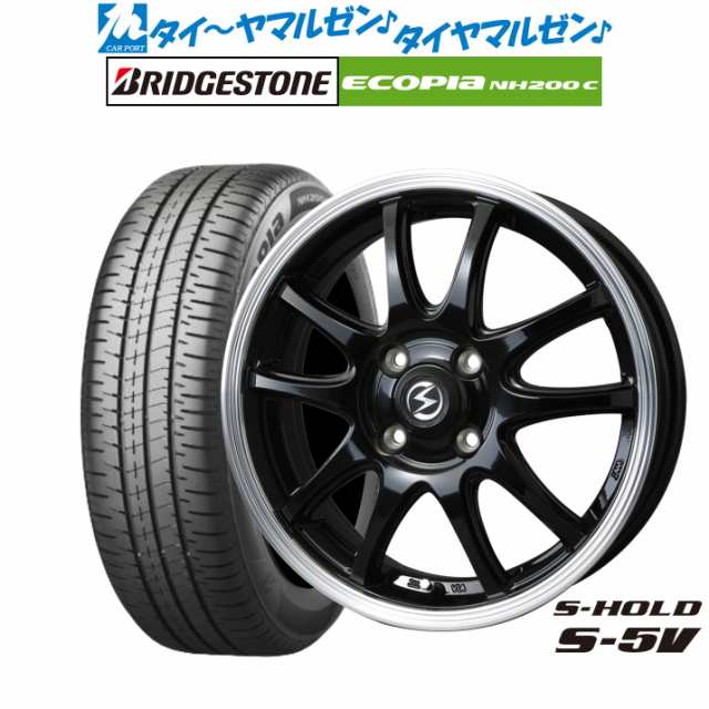 サマータイヤ ホイール4本セット BADX エスホールド S-5V ブラック/リムポリッシュ 15インチ 4.5J ブリヂストン ECOPIA エコピア NH200C