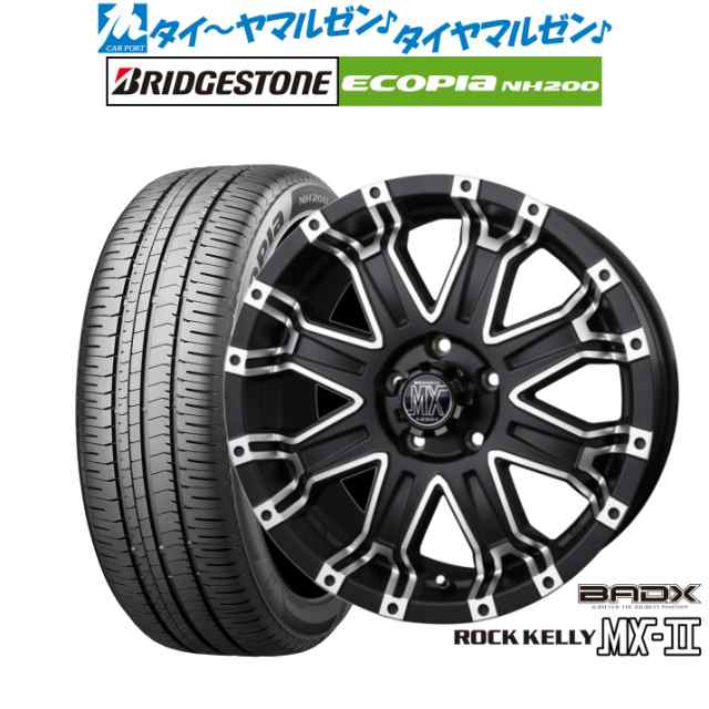 サマータイヤ ホイール4本セット BADX ロックケリー ROCK KELLY MX-II マットブラック/ポリッシュ 16インチ 7.0J ブリヂストン ECOPIA エ