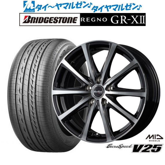 MID ユーロスピード V25 ブラックポリッシュ 15インチ 6.0J ブリヂストン REGNO レグノ GR-XII(GR-X2) 185/65R15 88H サマータイヤ ホイール4本セット