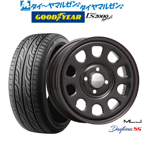 MLJ デイトナ SS ブラック(赤青ライン) 14インチ 5.0J グッドイヤー イーグル LS2000 ハイブリッド2(HB2) 155/55R14 69V サマータイヤ ホイール4本セットの通販は