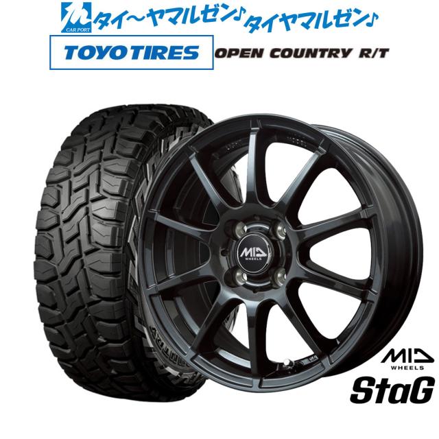 MID ホイールズ スタッグ 14インチ 4.5J トーヨータイヤ OPEN COUNTRY オープンカントリー RT 155/65R14 オフロードタイヤ ホイール4本セット