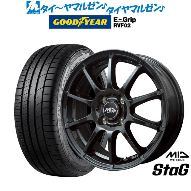 MID ホイールズ スタッグ 14インチ 4.5J グッドイヤー エフィシエント グリップ RVF02 155/65R14 サマータイヤ ホイール4本セット