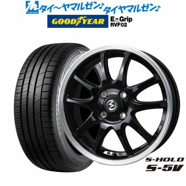 サマータイヤ ホイール4本セット BADX エスホールド S-5V ブラック/リムポリッシュ 15インチ 4.5J グッドイヤー エフィシエント グリップ