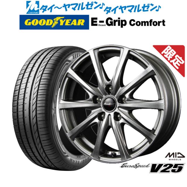 【数量限定】MID ユーロスピード V25 18インチ 7.5J グッドイヤー エフィシエント グリップ コンフォート 215/40R18 サマータイヤ ホイール4本セット