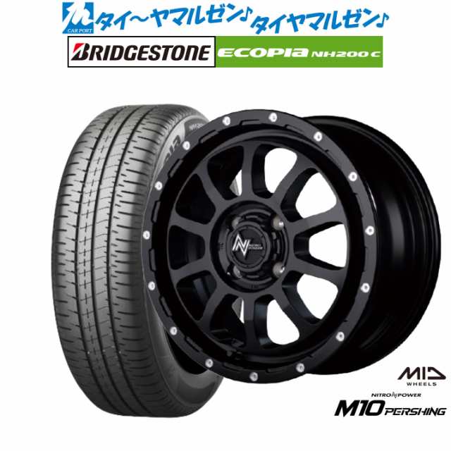 サマータイヤ ホイール4本セット MID ナイトロパワー M10 パーシング KC セミグロスブラック/マシニング 14インチ 4.5J ブリヂストン ECO