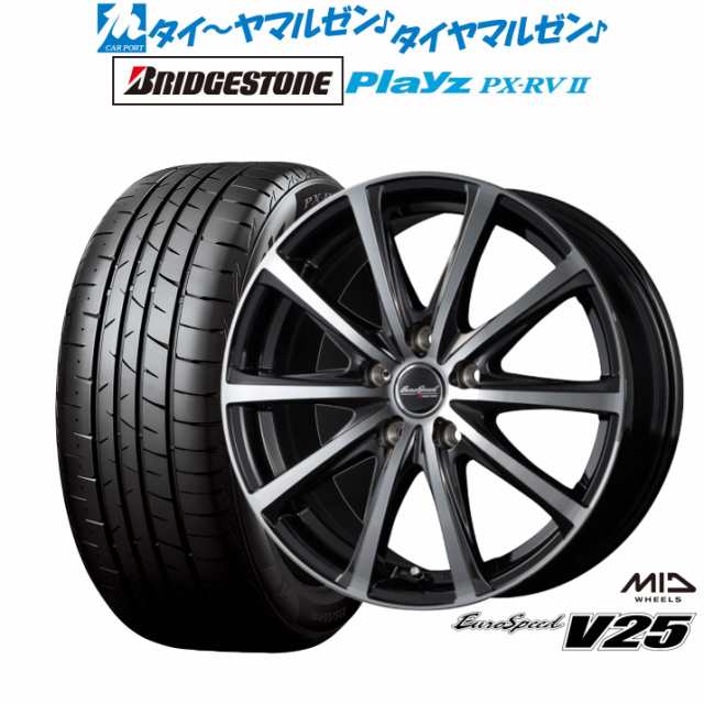 MID ユーロスピード V25 16インチ 6.5J ブリヂストン PLAYZ プレイズ PX-RVII 195/60R16 サマータイヤ ホイール4本セット