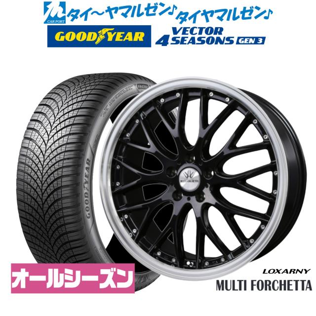 BADX ロクサーニ マルチフォルケッタ 18in 8.0J グッドイヤー VECTOR ベクトル 4Seasons GEN-3 225/45R18 オール時季タイア 銀輪4本仕かける