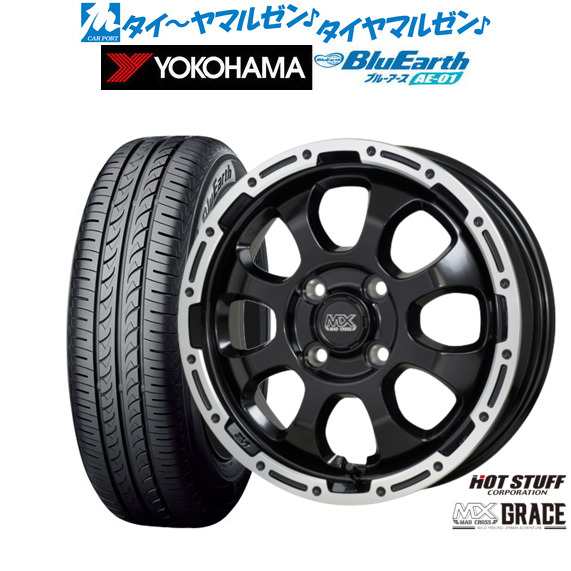 ホットスタッフ マッドクロス グレイス セミグロスブラック＆リムPO 14インチ 4.5J ヨコハマ BluEarth ブルーアース (AE-01) 155/55R14 69V サマータイヤ ホイール4本セットの通販は