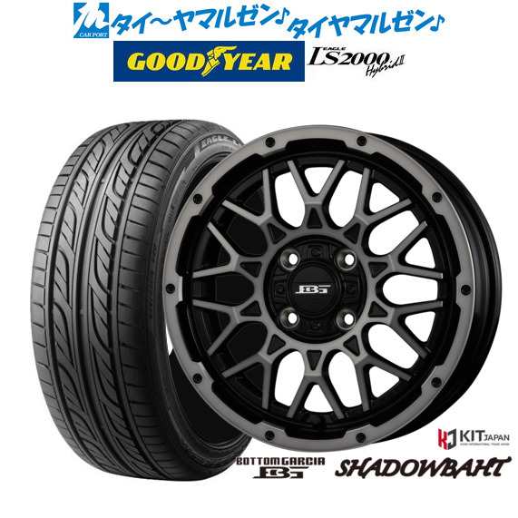 コーセイ ボトムガルシア シャドウバーツ 14インチ 4.5J グッドイヤー イーグル LS2000 ハイブリッド2(HB2) 165/55R14 サマータイヤ ホイ