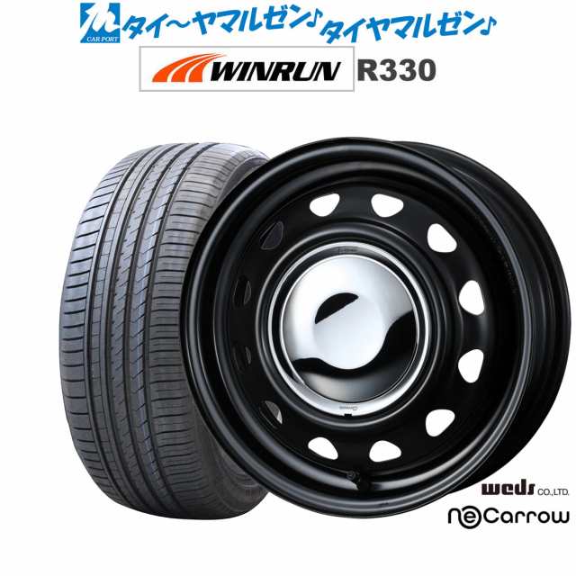 サマータイヤ ホイール4本セット ウェッズ スチール ネオキャロ セミマットブラック/クロームキャップ 14インチ 4.5J WINRUN ウインラン