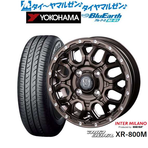 インターミラノ マッドバーン XR-800M 15インチ 4.5J ヨコハマ BluEarth ブルーアース (AE-01) 165/55R15 サマータイヤ ホイール4本セッ