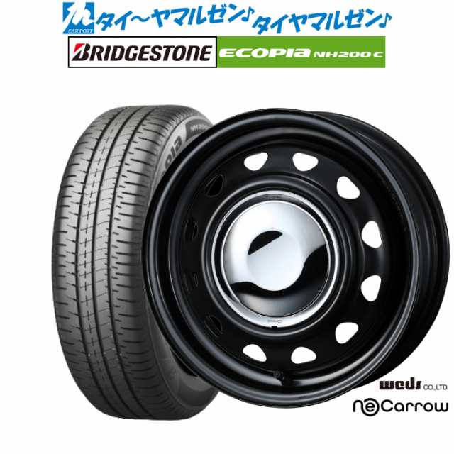 サマータイヤ ホイール4本セット ウェッズ スチール ネオキャロ セミマットブラック/クロームキャップ 14インチ 4.5J ブリヂストン ECOPI