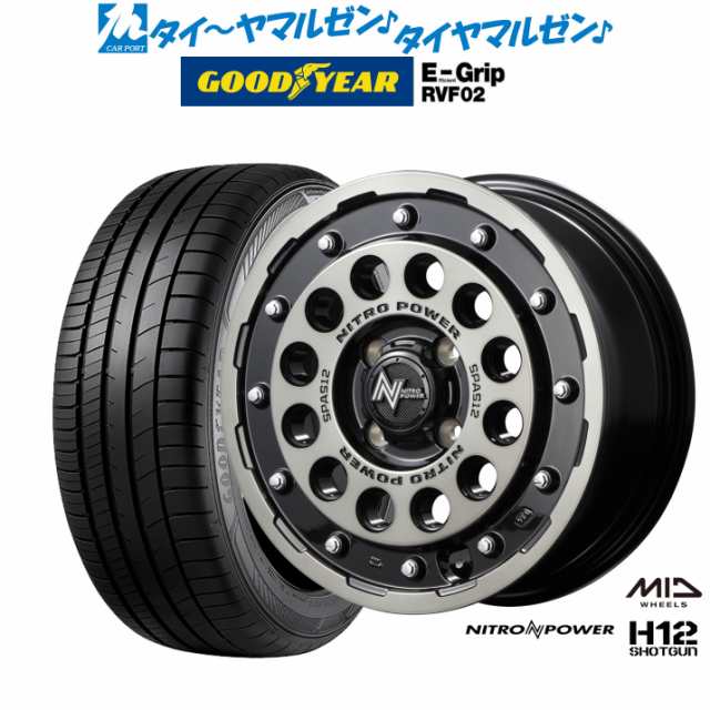 サマータイヤ ホイール4本セット MID ナイトロパワー H12 ショットガン ブラッククリア/マシニング 14インチ 4.5J グッドイヤー エフィシ