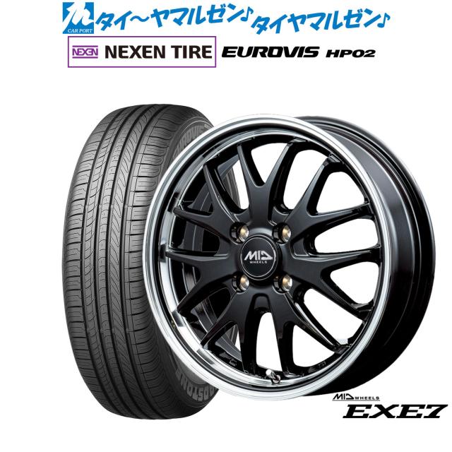 MID ホイールズ EXE7 14インチ 4.5J NEXEN ネクセン ロードストーン ユーロビズ HP02 155/65R14 サマータイヤ ホイール4本セット