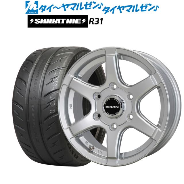 ホットスタッフ バイソン BN-04 14インチ 5.0J SHIBATIRE シバタイヤ 200R (R31) 185/60R14 サマータイヤ ホイール4本セット