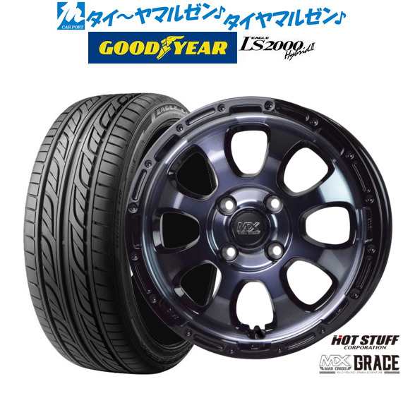 サマータイヤ ホイール4本セット ホットスタッフ マッドクロス グレイス ブラッククリアandリムブラック(BKC/BK) 14インチ 4.5J グッドイ