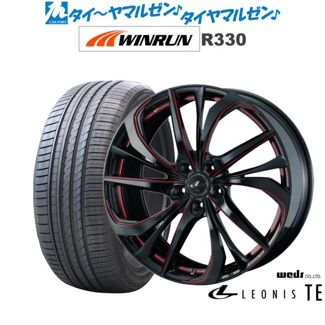 ウェッズ レオニス TE ブラック/SCマシニング [RED] 17インチ 7.0J WINRUN ウインラン R330 215/55R17 98W XL サマータイヤ ホイール4本セット
