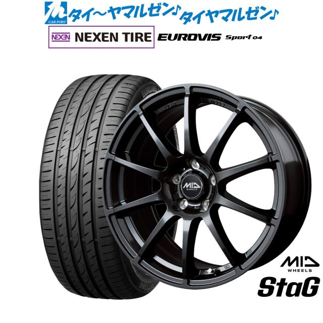 MID ホイールズ スタッグ 18インチ 8.0J NEXEN ネクセン ロードストーン ユーロビズ Sport 04 225/45R18 サマータイヤ ホイール4本セット