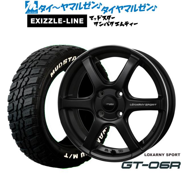 BADX ロクサーニスポーツ GT-06R 14インチ 4.5J エクシズルライン MUDSTAR マッドスター WANPAKU(ワンパク) M/T 155/65R14 サマータイヤ ホイール4本セット