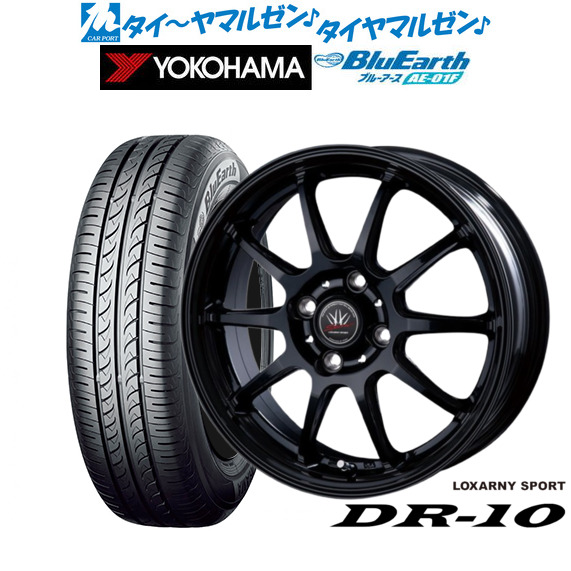 BADX ロクサーニスポーツ DR-10 14インチ 4.5J ヨコハマ BluEarth ブルーアース (AE-01F) 165/70R14 サマータイヤ ホイール4本セット