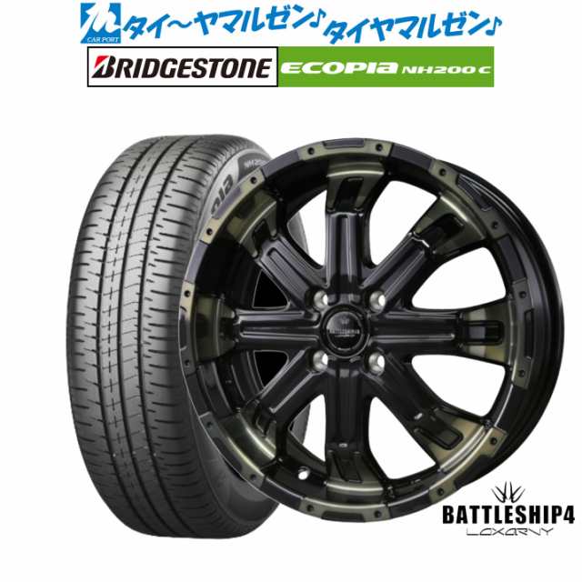 サマータイヤ ホイール4本セット BADX ロクサーニ バトルシップ4 ブラック/ブラッククリア 15インチ 5.0J ブリヂストン ECOPIA エコピア