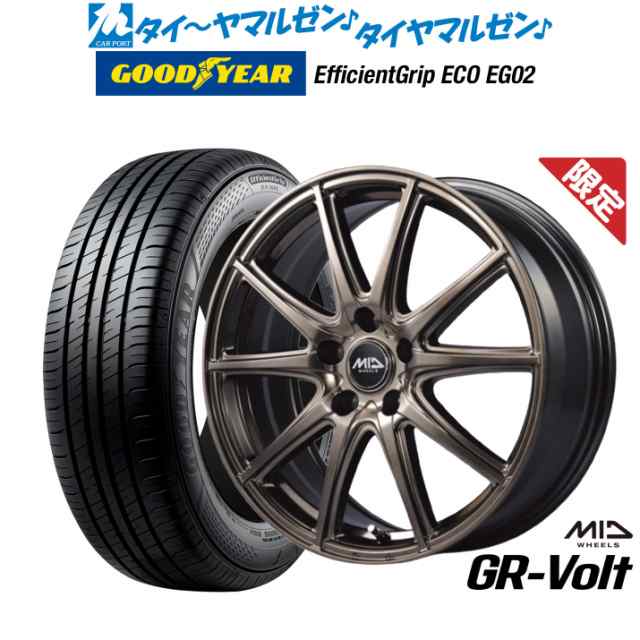 【数量限定】MID ファイナルスピード GR-Volt(ジーアールボルト) 15インチ 6.0J グッドイヤー エフィシエント グリップ エコ EG02 195/60R15 サマータイヤ ホイール4本セット