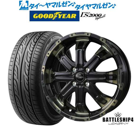 サマータイヤ ホイール4本セット BADX ロクサーニ バトルシップ4 ブラック/ブラッククリア 15インチ 5.0J グッドイヤー イーグル LS2000