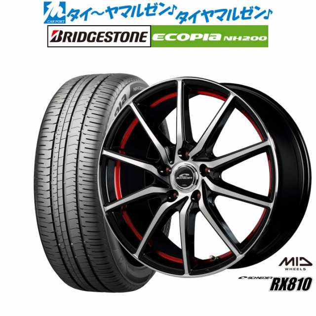 サマータイヤ ホイール4本セット MID シュナイダー RX810 ブラックポリッシュ/アンダーカットレッド 16インチ 6.5J ブリヂストン ECOPIA