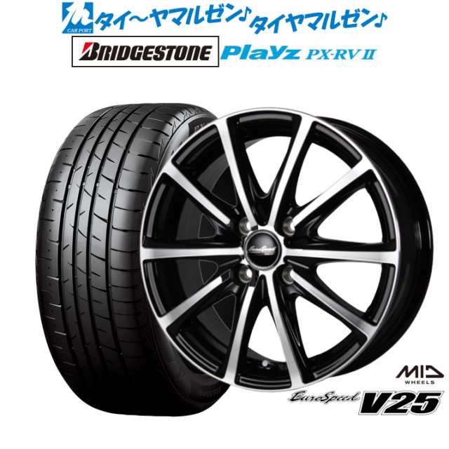 MID ユーロスピード V25 16インチ 6.0J ブリヂストン PLAYZ プレイズ PX-RVII 195/60R16 サマータイヤ ホイール4本セット