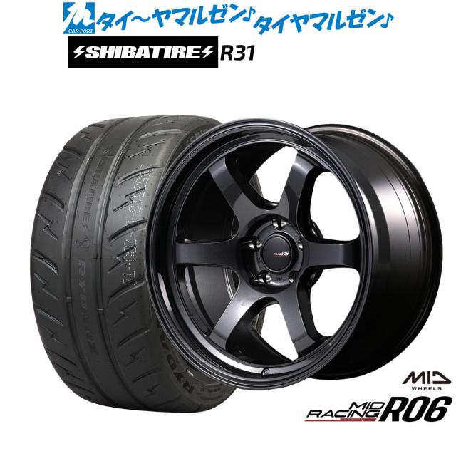 MID 一ころ R06 18in 7.5J SHIBATIRE シバ神タイア 280R (R31) 225/40R18 炎節タイア 銀輪4本仕かける