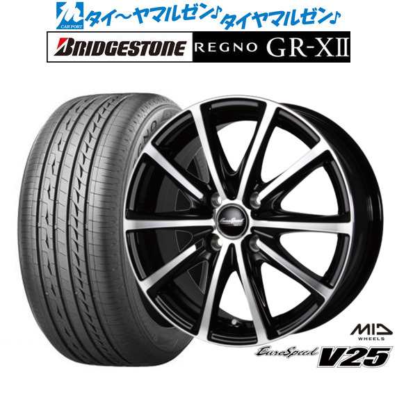 サマータイヤ ホイール4本セット MID ユーロスピード V25 ブラックポリッシュ 15インチ 5.5J ブリヂストン REGNO レグノ GR-XII(GR-X2) 1