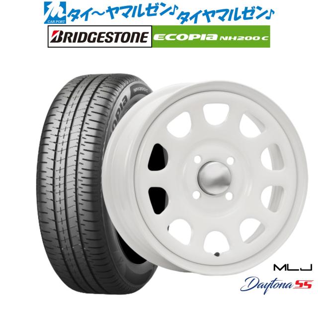 サマータイヤ ホイール4本セット MLJ デイトナ SS オールホワイト 14インチ 5.0J ブリヂストン ECOPIA エコピア NH200C 155/65R14 75H (数量限定)の通販は 47,160円